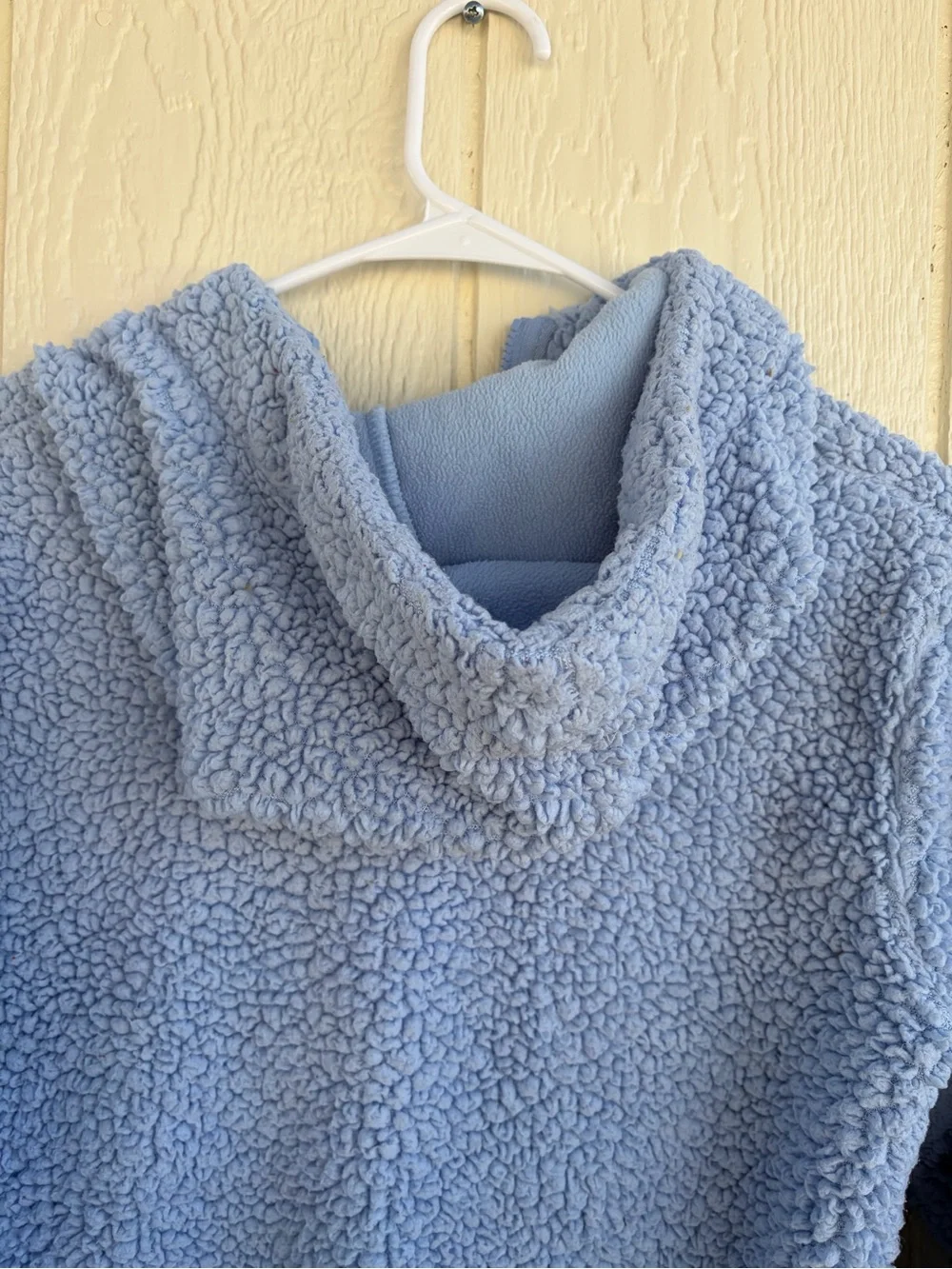 Kids Cozy Half-Zip Sherpa Hoodie - Light Blue Size L